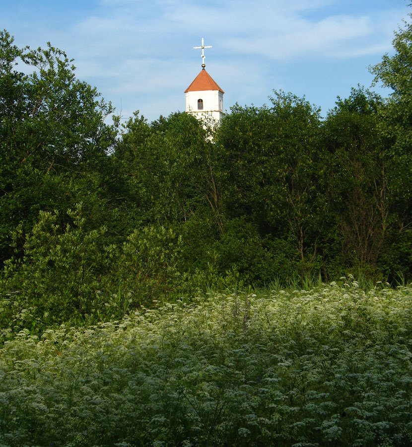 Church of the Transfiguration & ramparts of site of ancient settlement in Zaslaŭje, Заславль