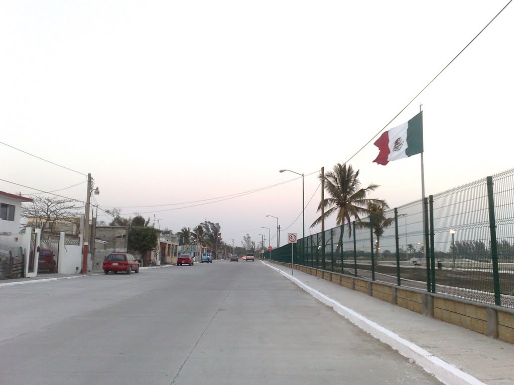 Calle a un lado del parque bicentenario, Сьюдад-Мадеро