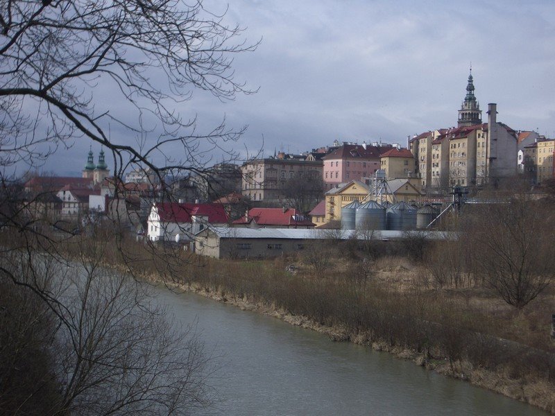 Blick auf Glatz, Neiße und Mühlgraben von der Bahnhofstraßenbrücke, Клодзко