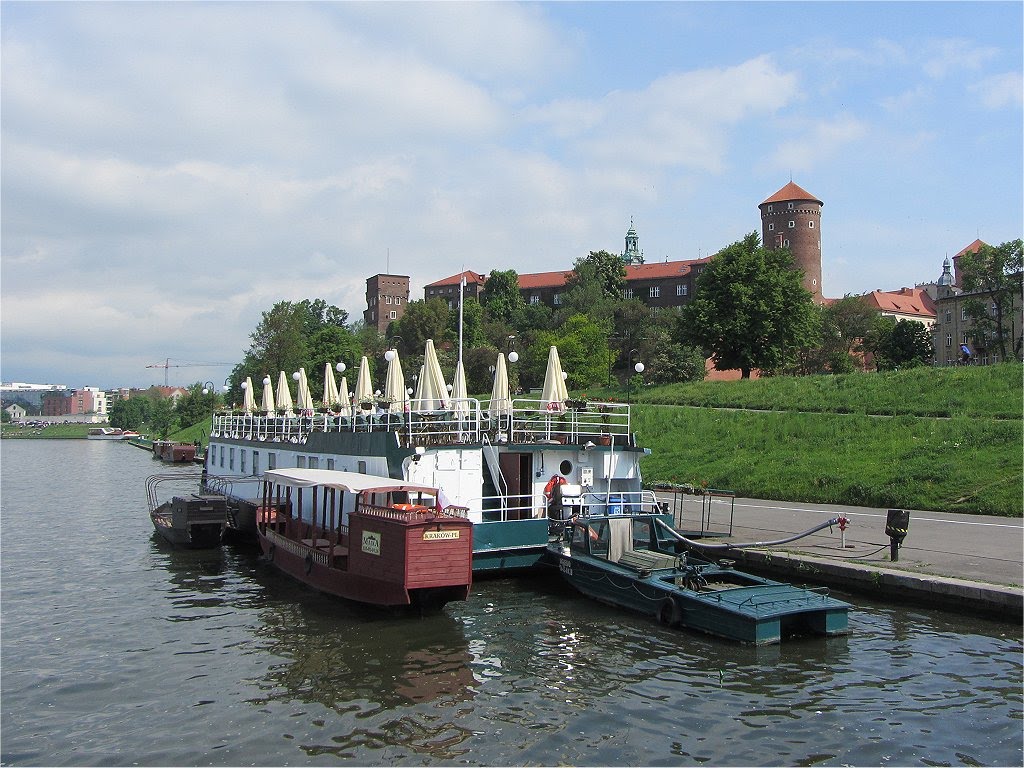 Krakow, Wawel castle from Wisla, Краков (обс. Форт Скала)