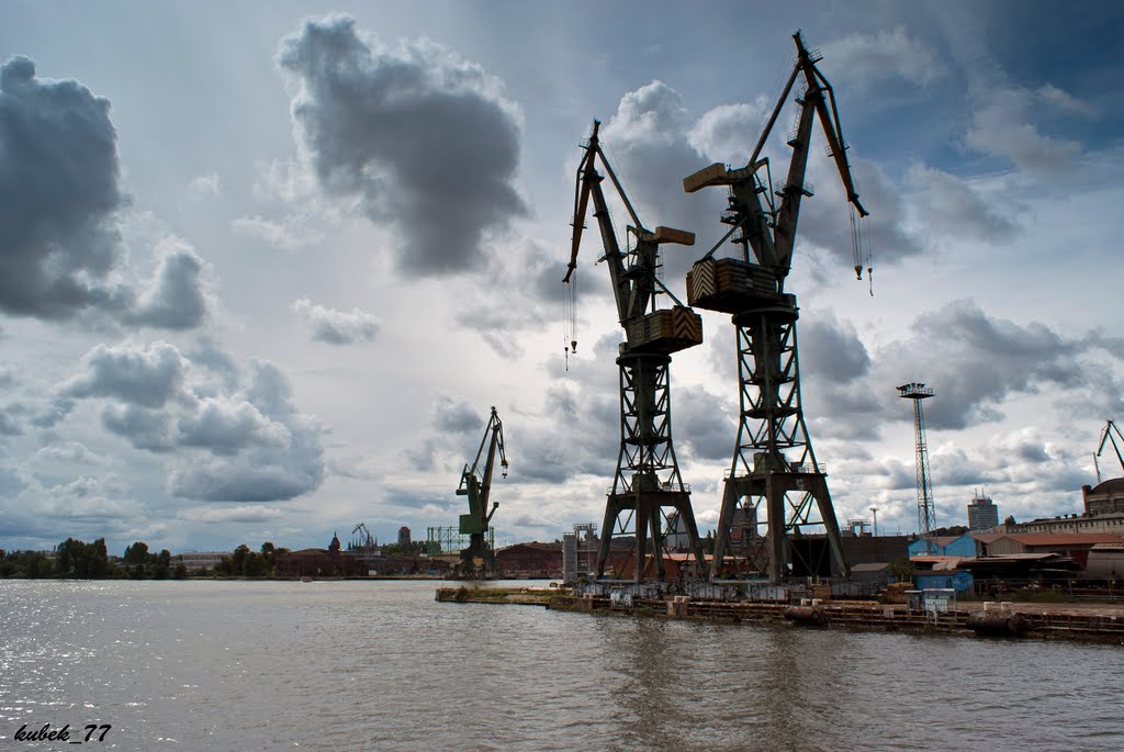 Gdańsk - dźwigi portowe, Гданьск