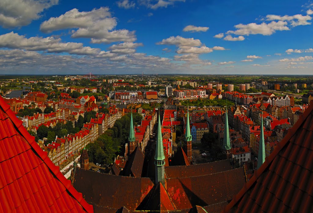 POL Gdansk City & [Motlawa] from Bazylika Mariacka wiezy Panorama by KWOT, Гданьск