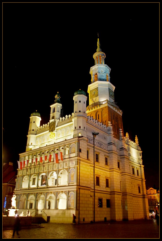 Poznań - Ratusz nocą/City Hall by night - malby, Познань