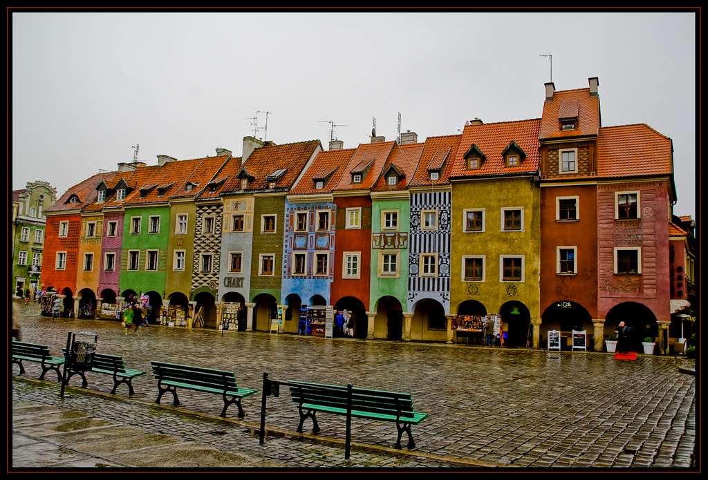 Poznań - Deszczowe kamieniczki / The houses in the rain - malby, Познань