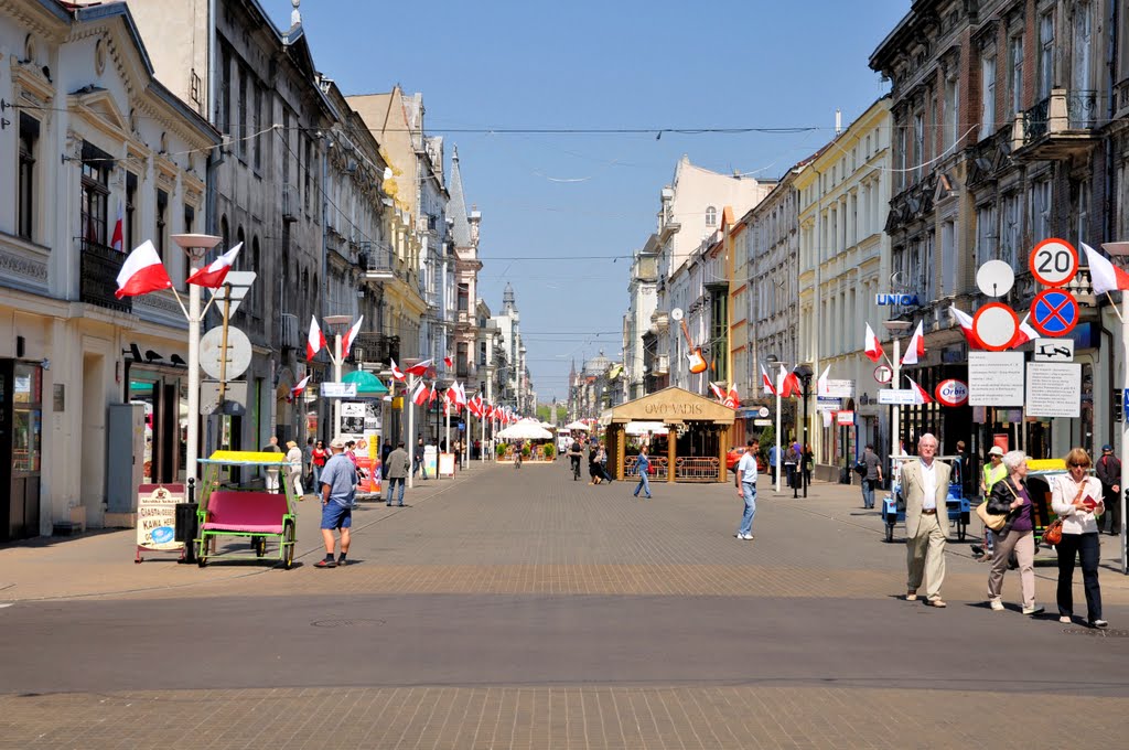 Łódź - Panorama Piotrkowska street, Лодзь