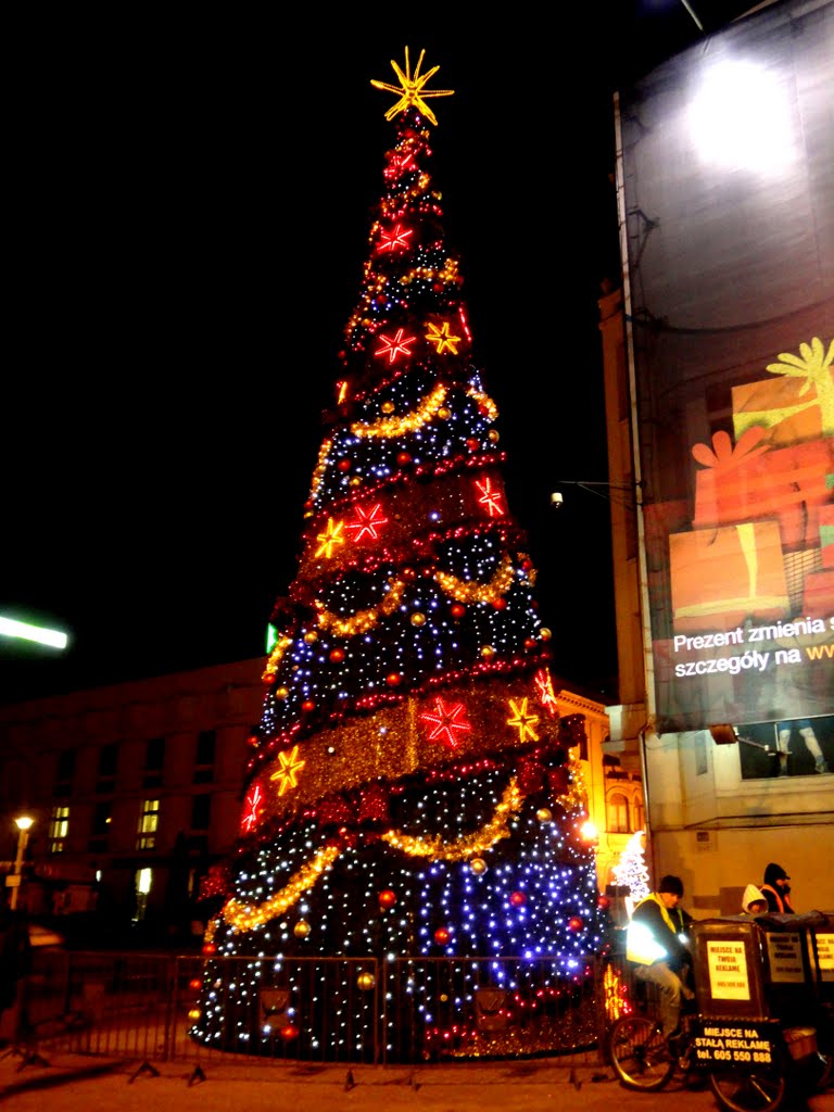 Christmas tree on the Piotrkowska street / Świąteczna choinka przy ulicy Piotrkowskiej, Лодзь