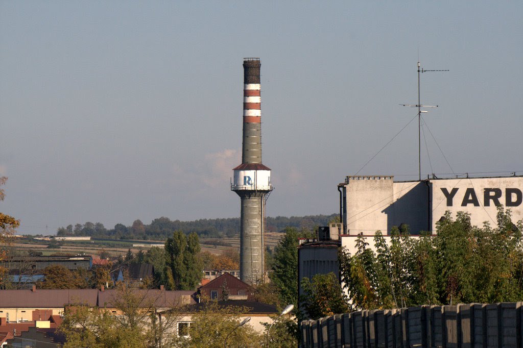 Widok z ulicy sadowej na zakład Metalurgii w tle widać okolice Dmenina, Радомско
