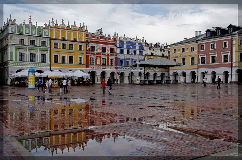 Zamość - Rynek po deszczu/Market  after the rain - malby, Замосц