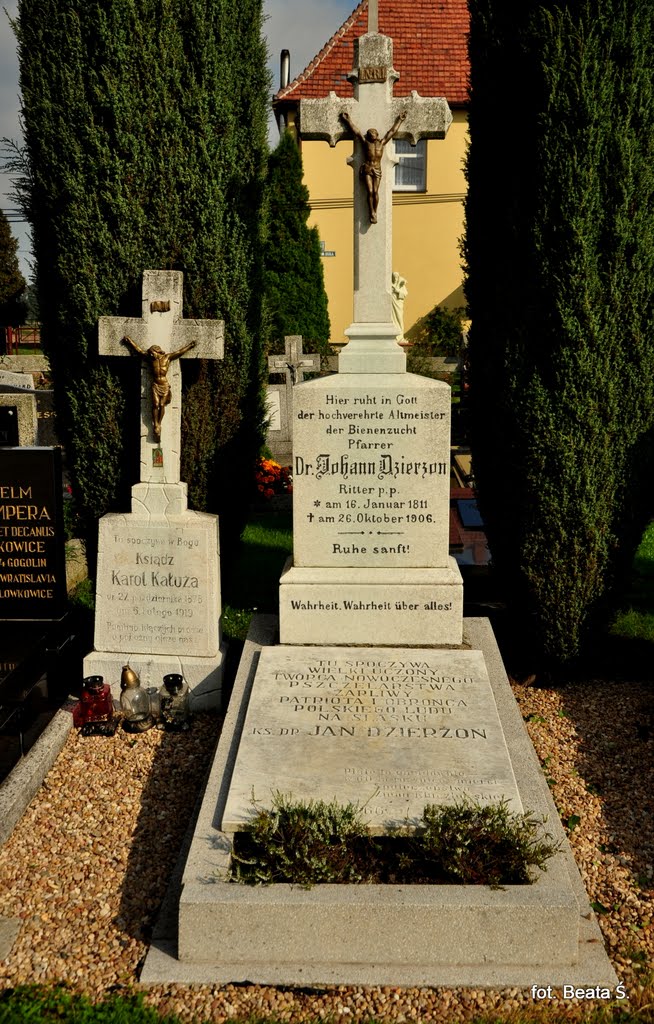 Kluczbork - Jan Dzierżon grave, whos called "the father of modern beekeeping" / Kluczbork - grób Jana Dzierżona, zwanego "ojcem współczesnego pszczelarstwa", Ключборк