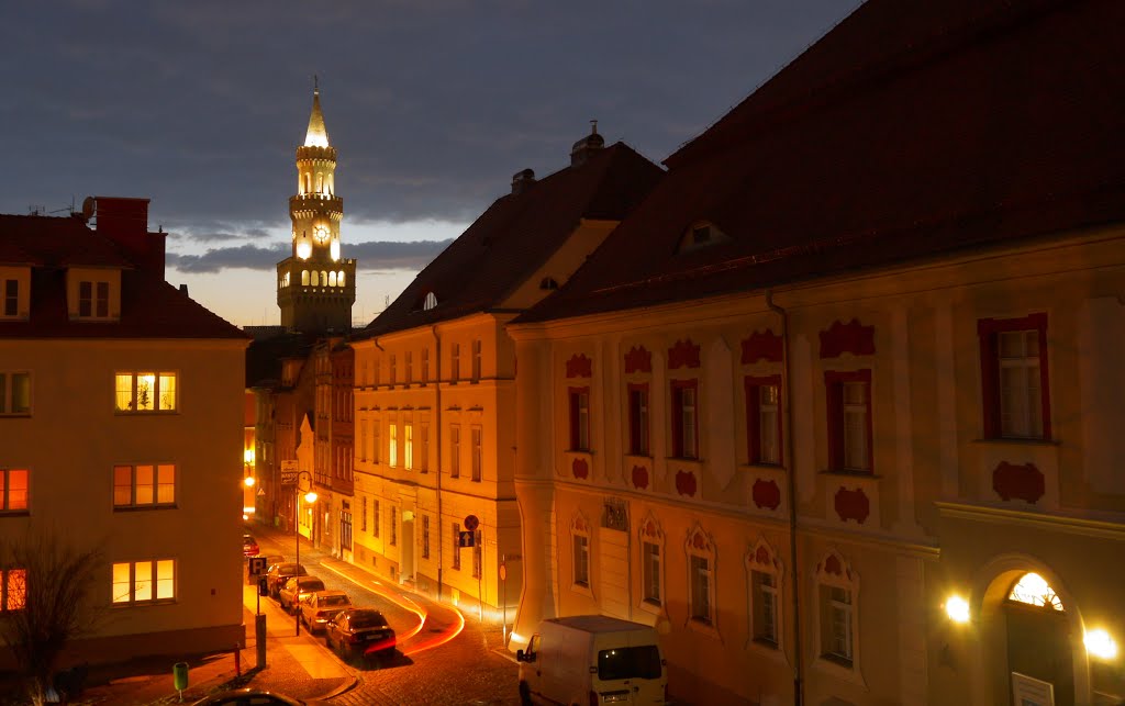 Opole - widok na Muzeum Śląska Opolskiego o zmierzchu, Ополе