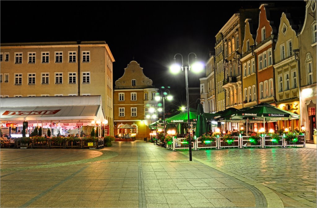 Opole - opolski Rynek nocą, Ополе