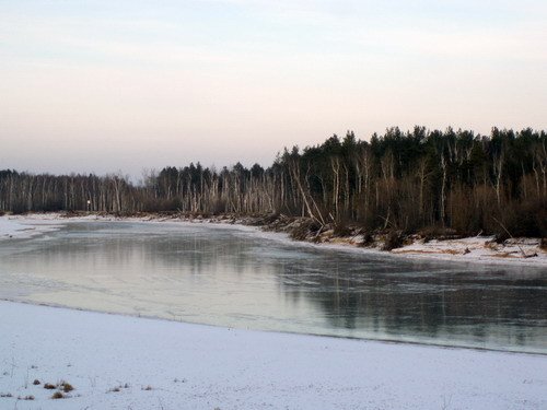 Первый лед. Вид на реку Конда от третьего микрорайона., Урай