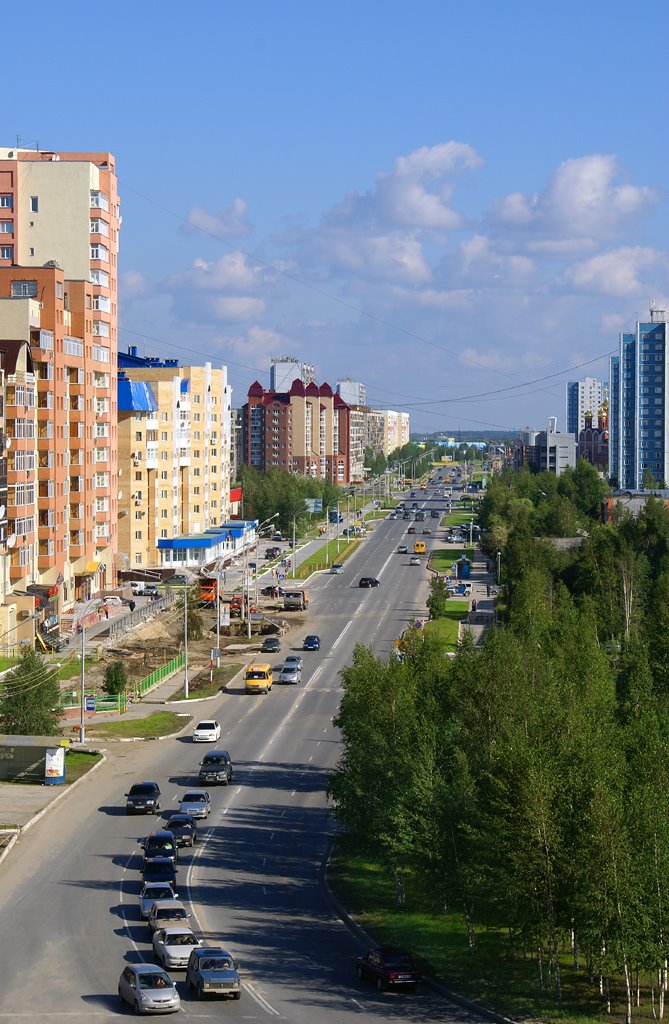 Вид на улицу 60 лет Октября с колеса обозрения, Нижневартовск