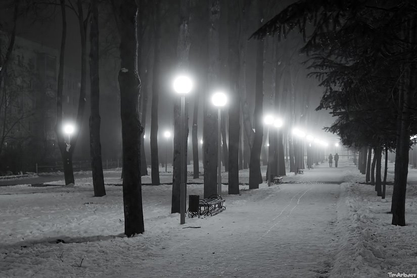 Park at night, Брянск