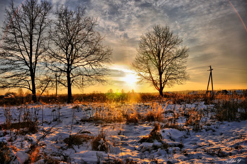 winter sunset, Кокаревка