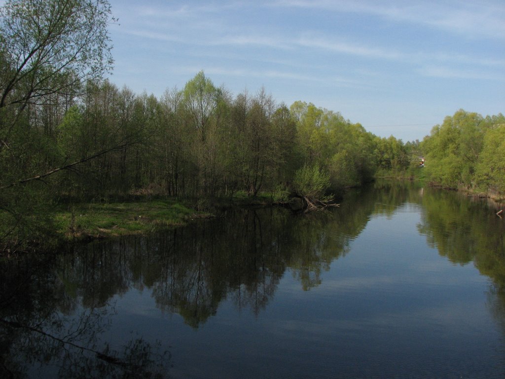 Вид на Реку Унжу с Фабричного моста (The Unzha River. A view from the Factory bridge), Меленки