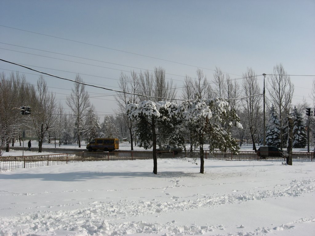 Сквер в 9 микрорайоне. Winter in the city., Алущевск