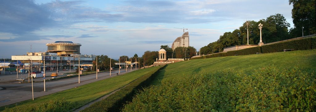 Panorama . Центральная набережная,вид на речпорт., Волгоград