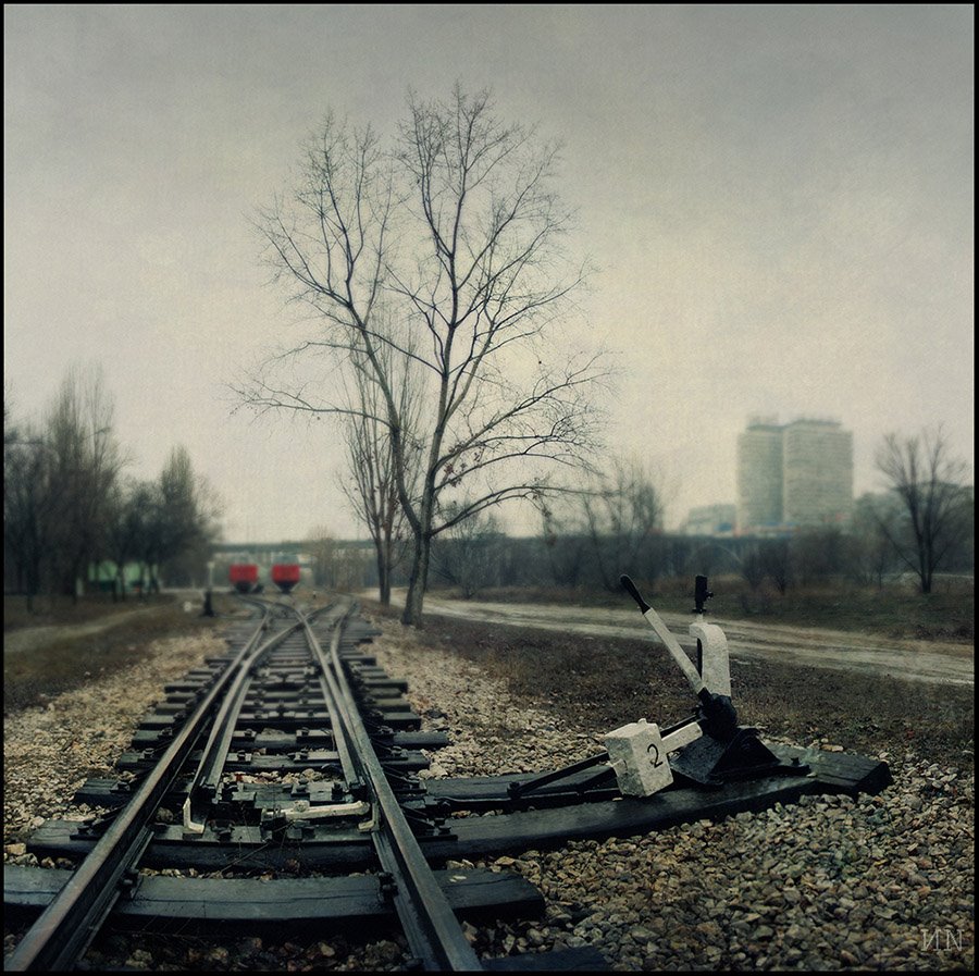 Туман,железнодорожные стрелки., Волгоград