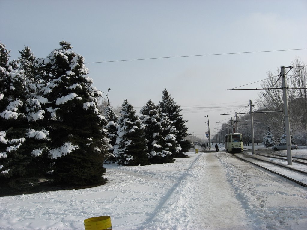 Площадь Карбышева, Волжский, зима, Волжский