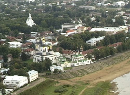 View to Temple comlex of Velikiy Ustyug from airplane, Великий Устюг