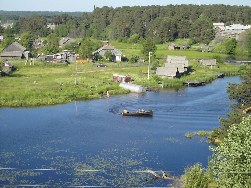 Old village, Borovka river(view toward east), река Боровка и вид на старую часть(деревню) (вид на восток), Липин Бор