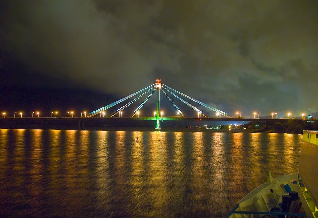 Октябрьский мост ночью . SHURENS, Череповец