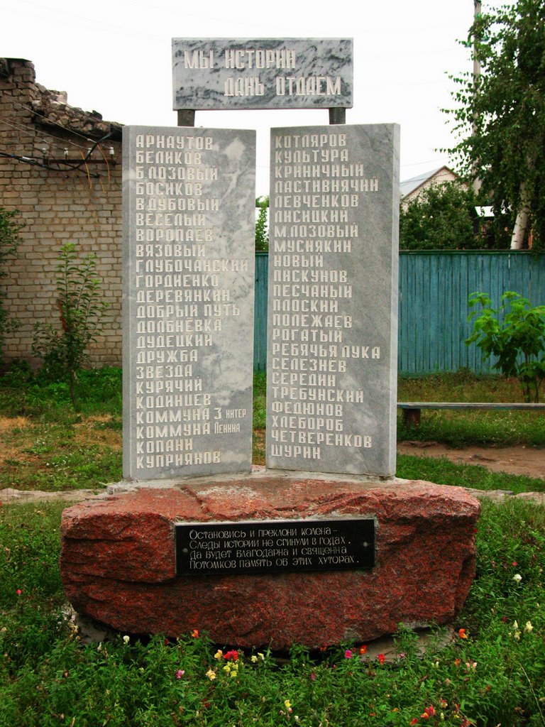 Памятник малым хуторам прекратившим свое существование, Калач