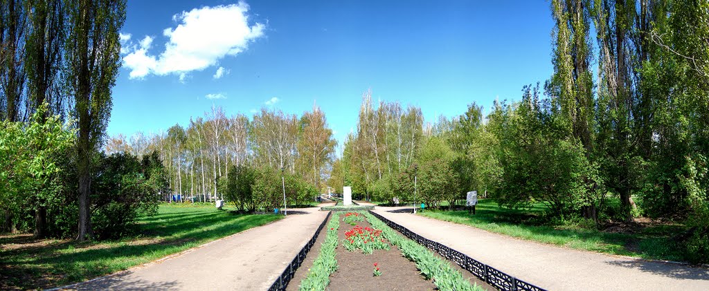 У входа в парк Юбилейный (панорама), Россошь