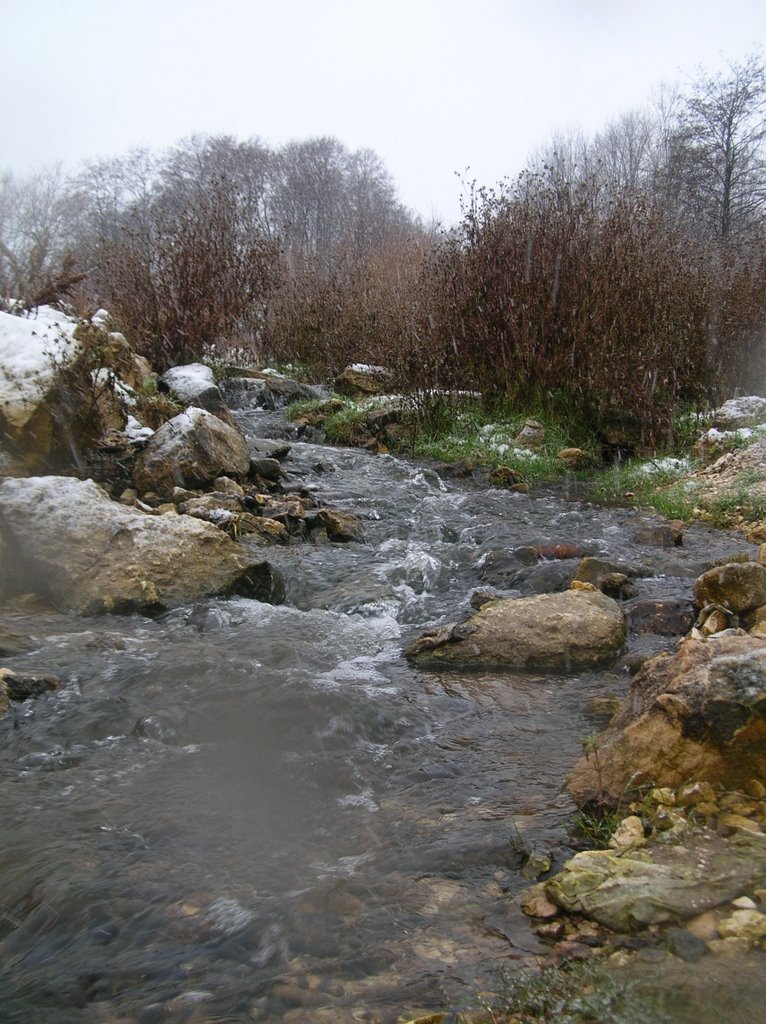Stream running into the river Oka. Ручей впадающий в реку Оку., Дзержинск