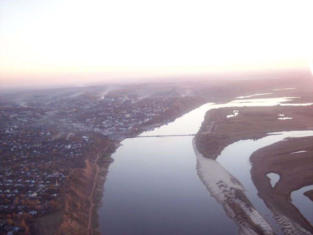 Вид на реку Ока и г.Павлово с высоты птичьего полёта, Павлово