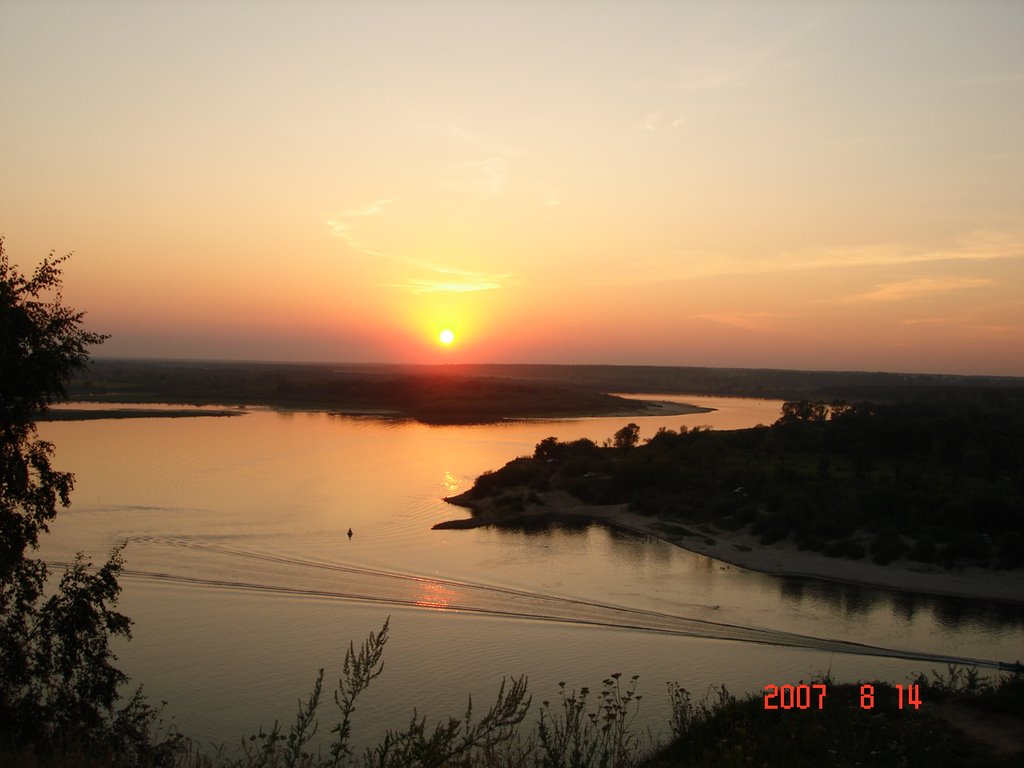 the sunset over Oka river, Павлово