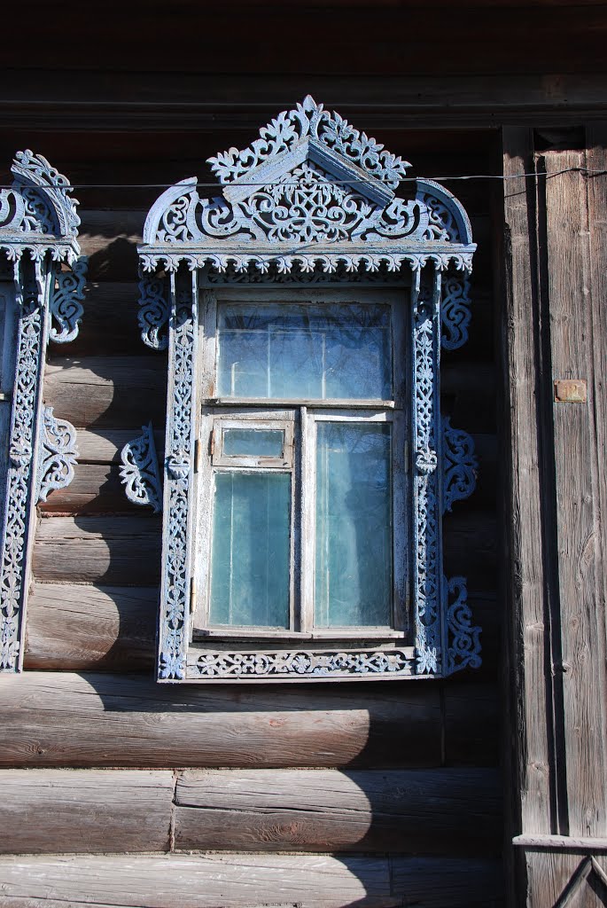Старый деревянный дом в Гавриловом Посаде. Оконный наличник, Гаврилов Посад