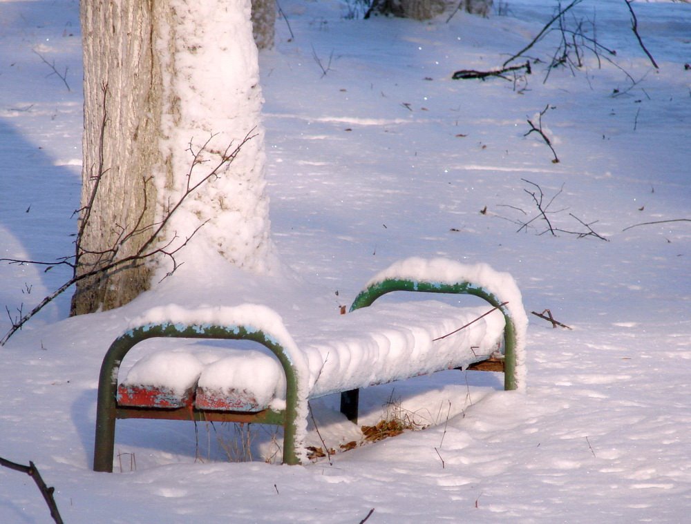Зимняя скамейка в парке., Шуя