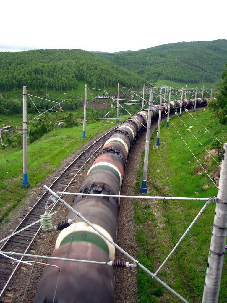 Ангасольская петля железной дороги перед п.Култук (июнь 2010г.), Култук