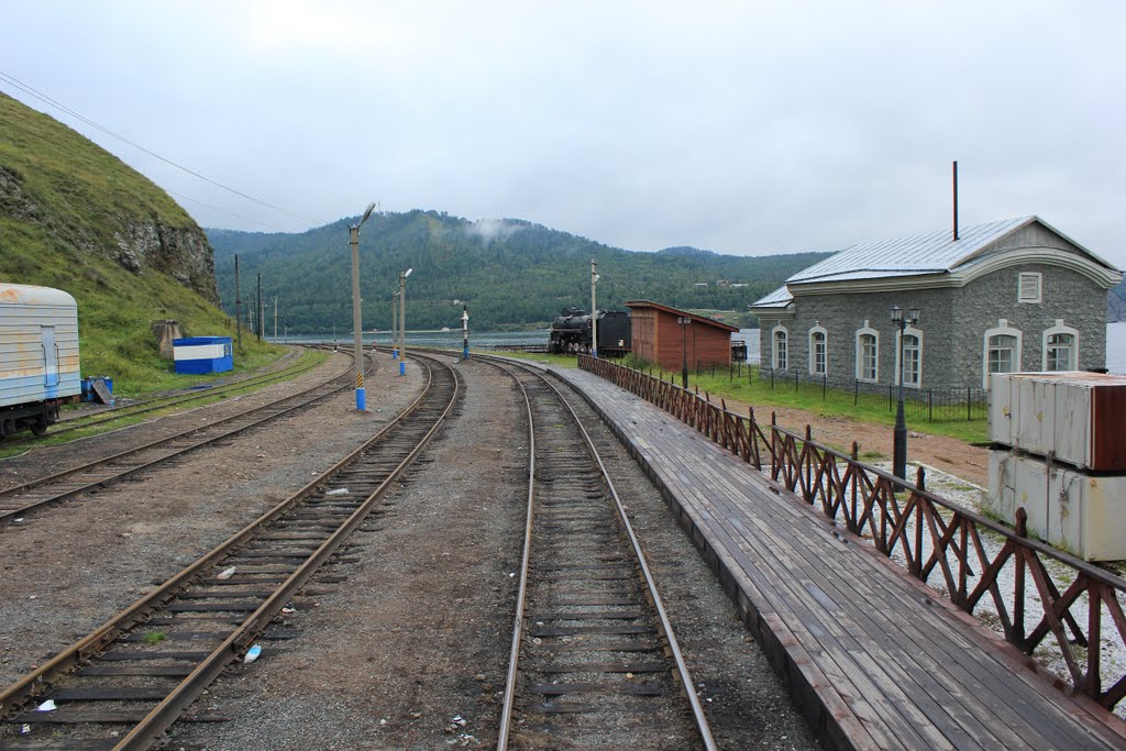 72-й км КБЖД. Конечная станция Байкал. Вид в сторону тупиков, Байкал