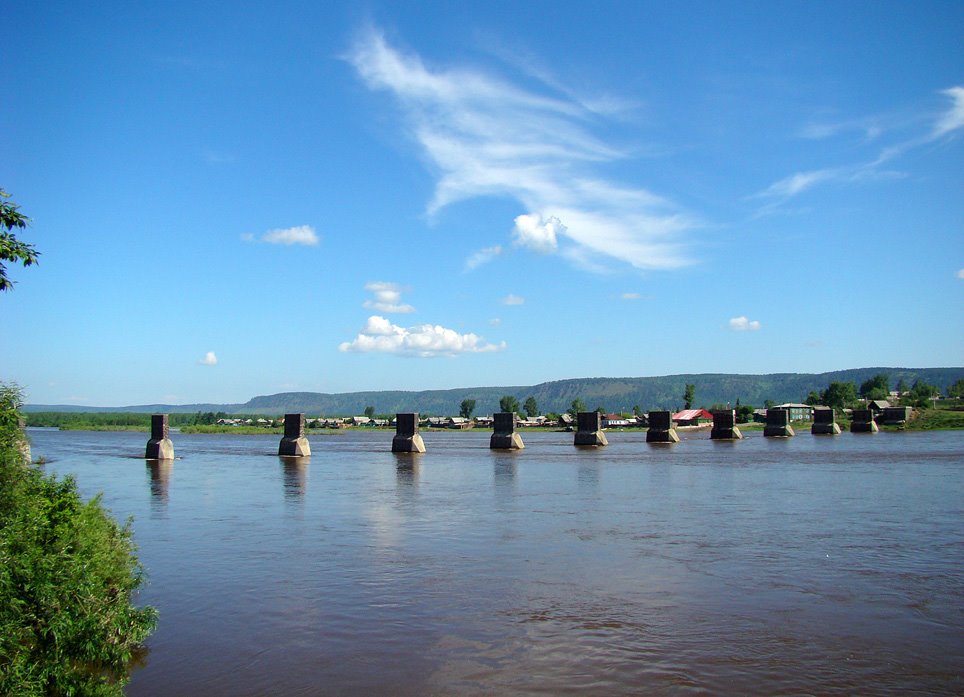 Остатки старого моста через Уду. - Supports the old bridge., Нижнеудинск