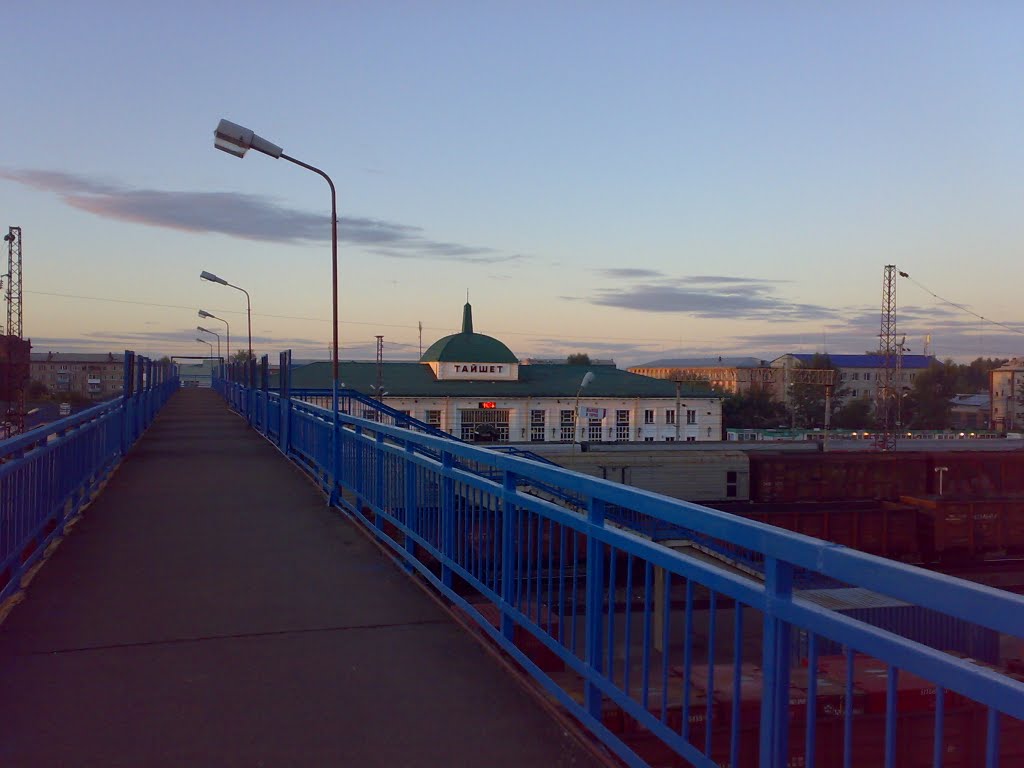 Вокзальный мост, вид на вокзал (2010г.), Тайшет