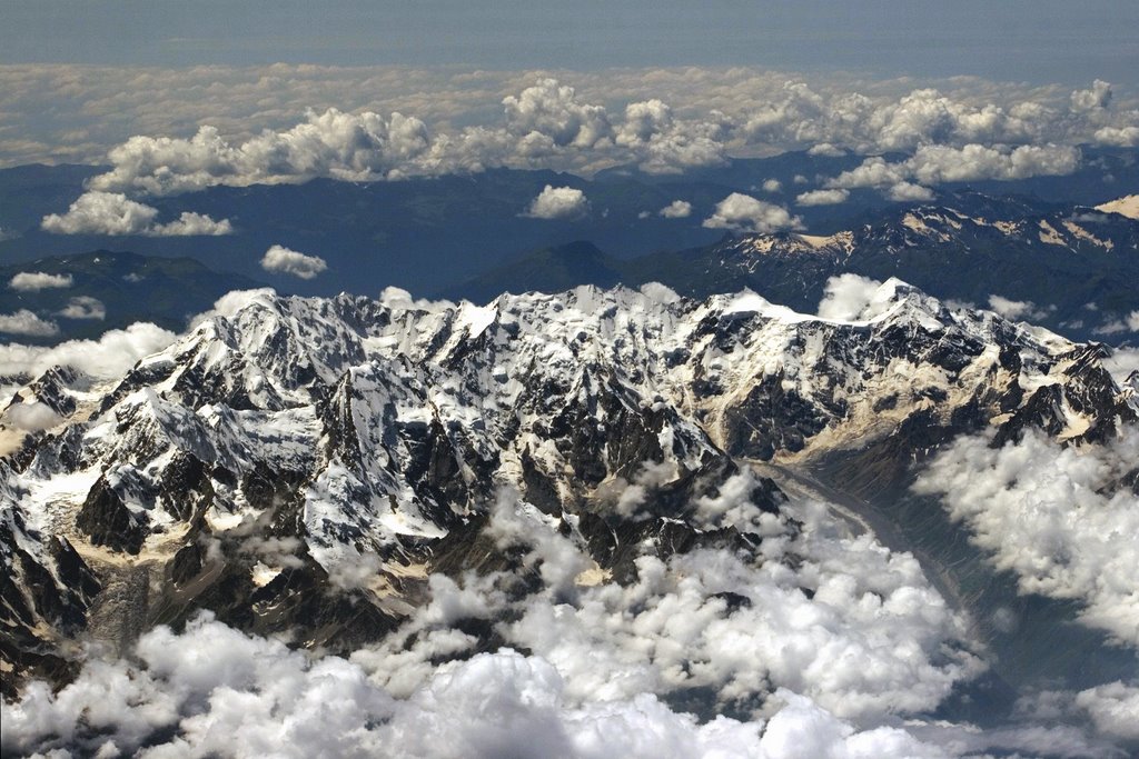 Grand Caucasus Mountains aerial view., Советское
