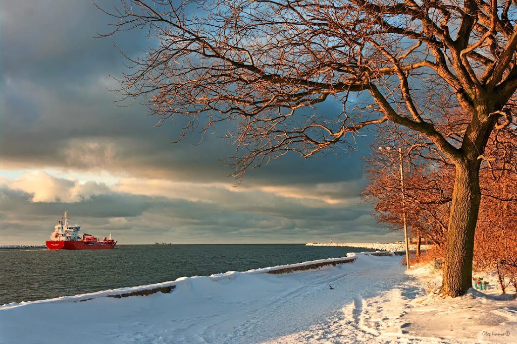 Набережная морского канала. Зима, Балтийск