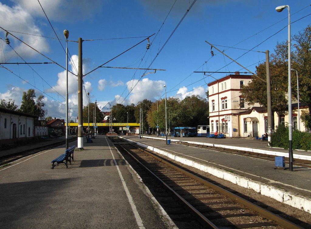 На перроне железнодорожного вокзала в Зеленградске., Зеленоградск
