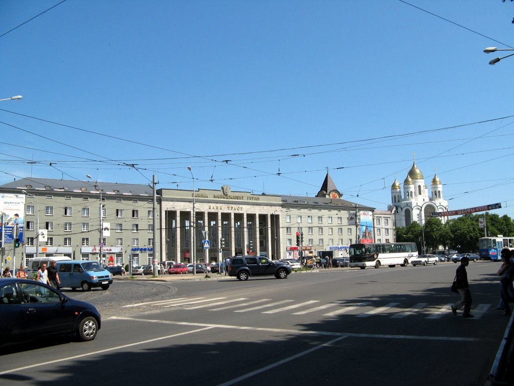 Площадь Победы (ранее Hansaplatz), вид на бывшее здание вокзала Nordbahnhof., Калининград