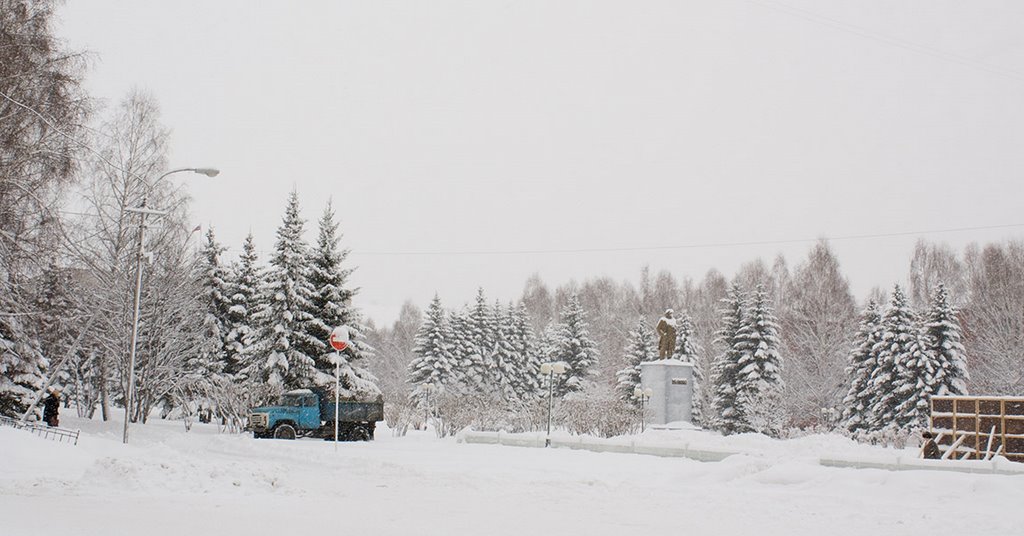 Снегопад, площадь, Осинники