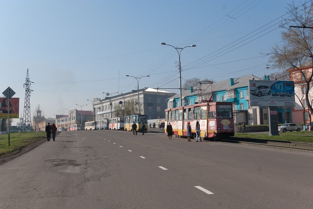 Трамваи на пр. Шахтёров, май 2011, Прокопьевск