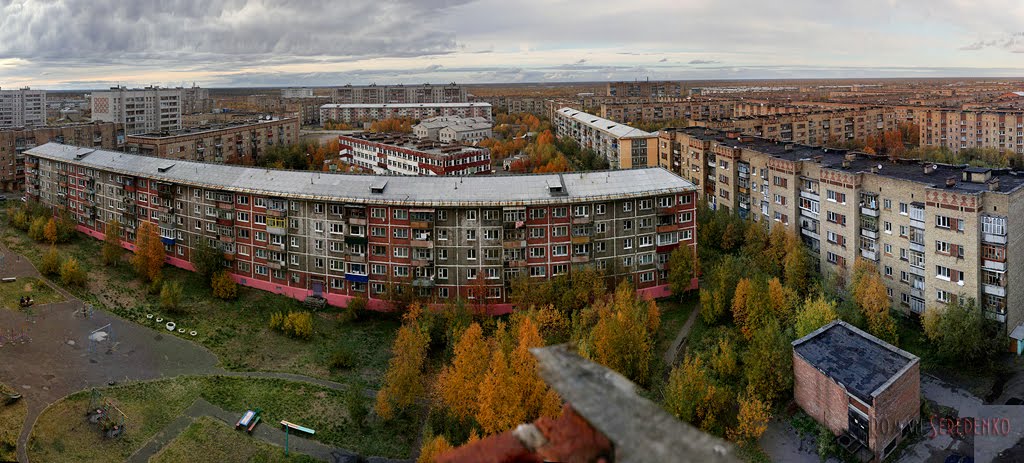Вид на дворы с крыши д.№48 по ул.Куратова, Инта