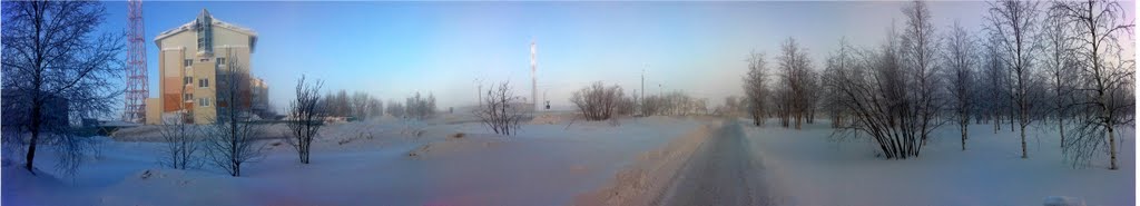 Панорама. Зима. Минус 41 градус Цельсия., Усинск