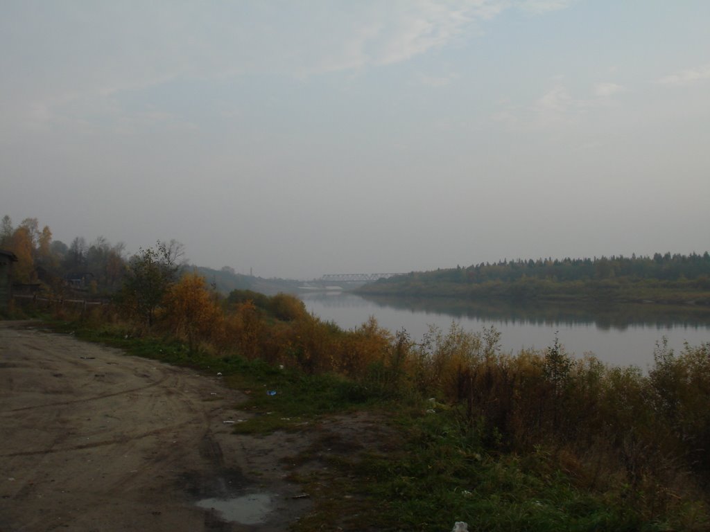 Унжа вид на мост осень 2008, Мантурово