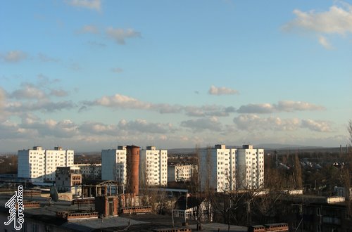 View to the first 9-th flour buildings of Krymsk from the roof of my moms house., Крымск