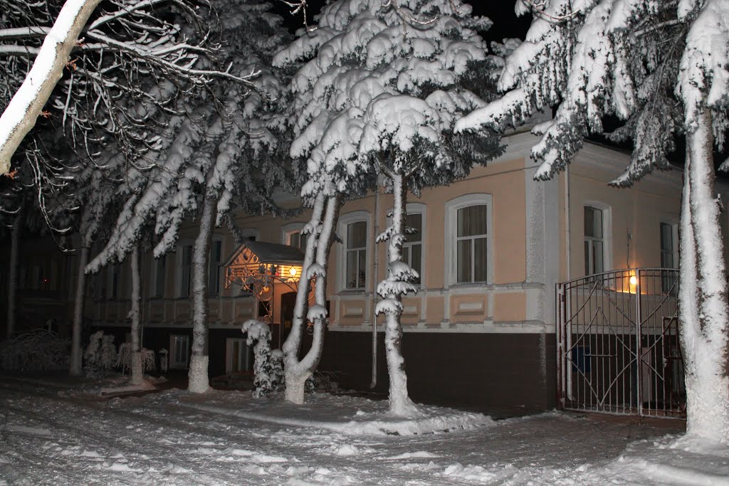 Snowy night in Labinsk. Снежная ночь в Лабинске., Лабинск