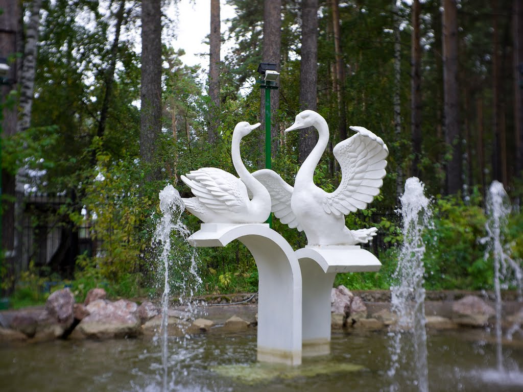Новый фонтан в железногорском парке. Осень., Железногорск